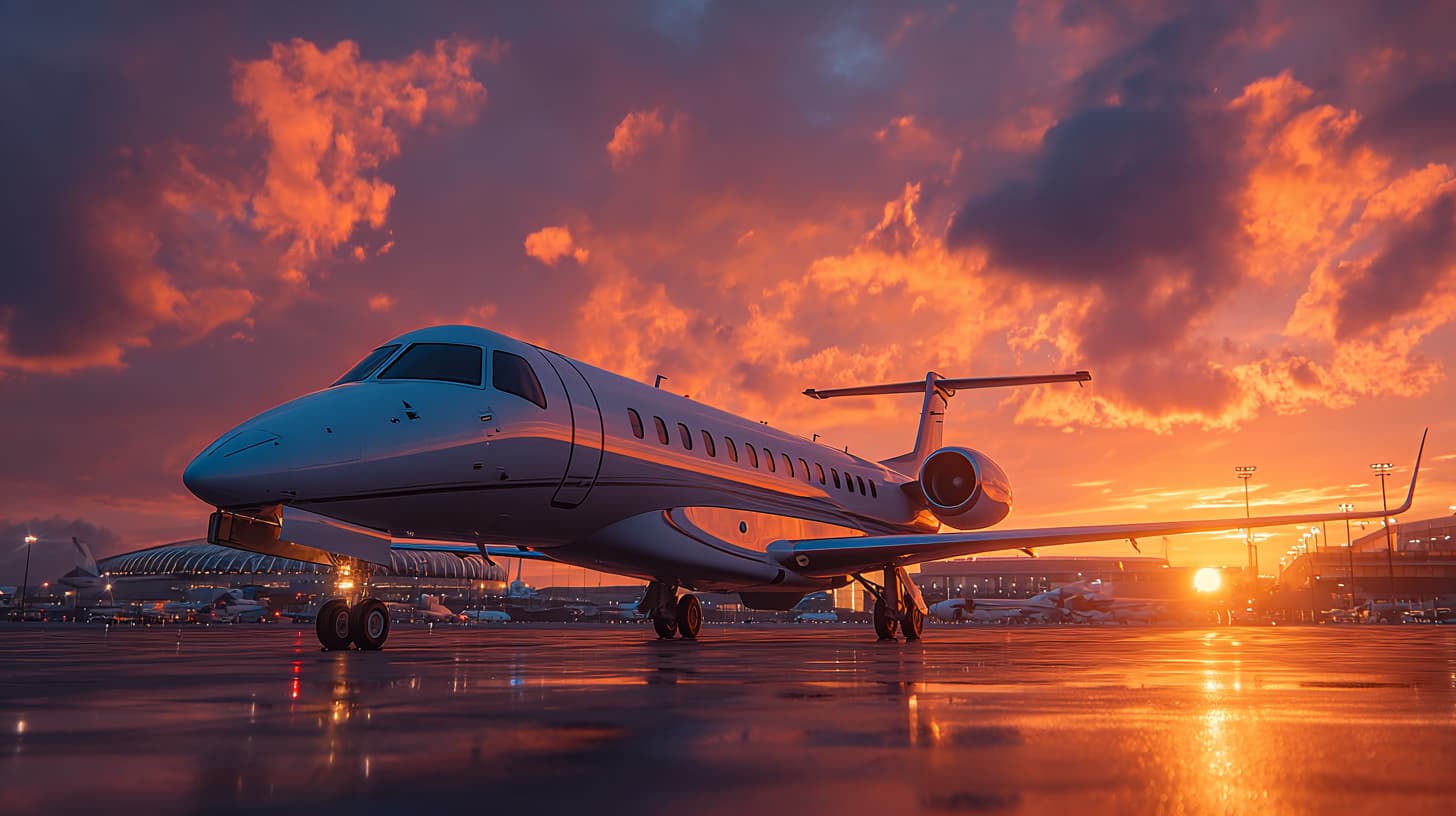 A luxury private jet charter waiting on the tarmac at a private FBO in the United States, representing Throne Voyages' bespoke concierge services for the 2026 World Cup.